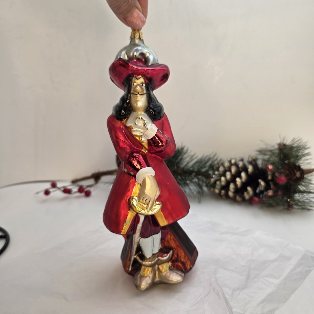 Christopher Radko Captain Hook Glass Christmas Ornament 9" Disney Peter Pan VTG